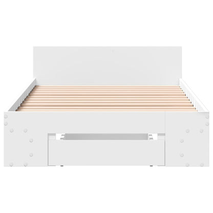 Bedframe met lade bewerkt hout wit 100x200 cm
