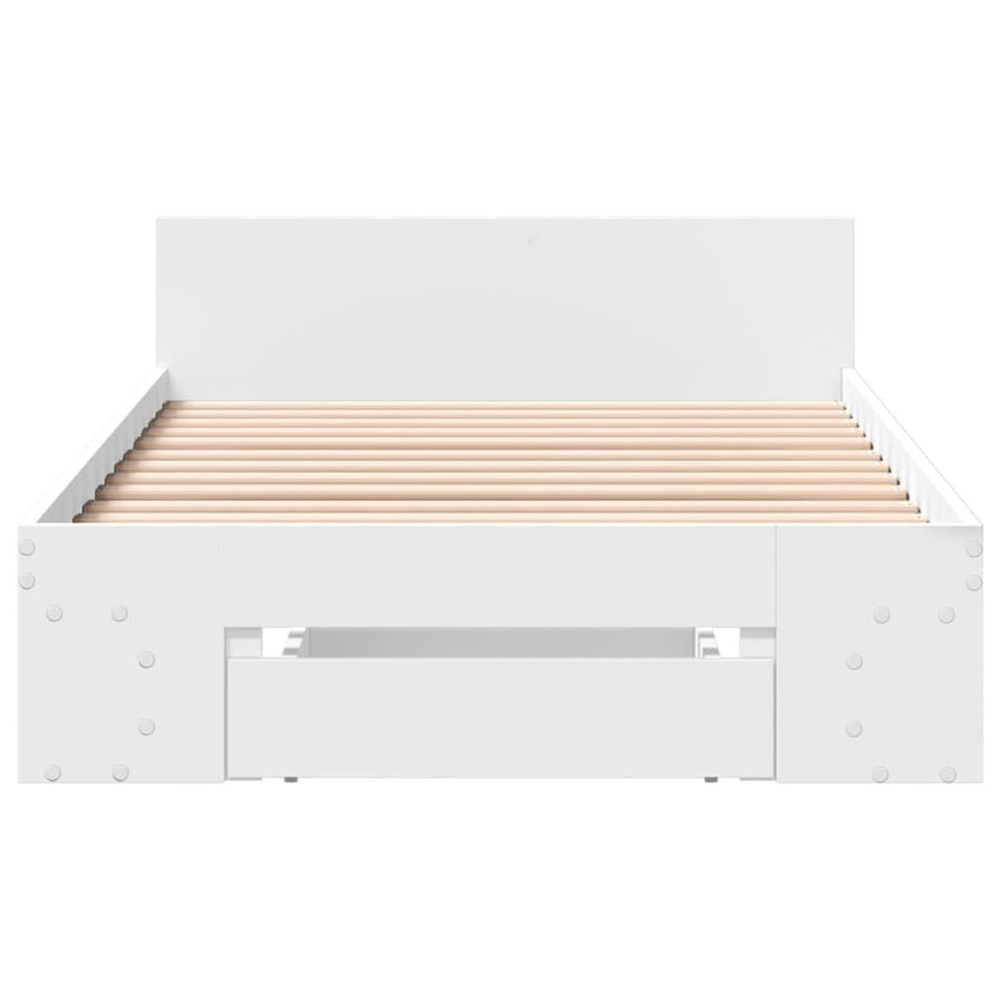 Bedframe met lade bewerkt hout wit 100x200 cm
