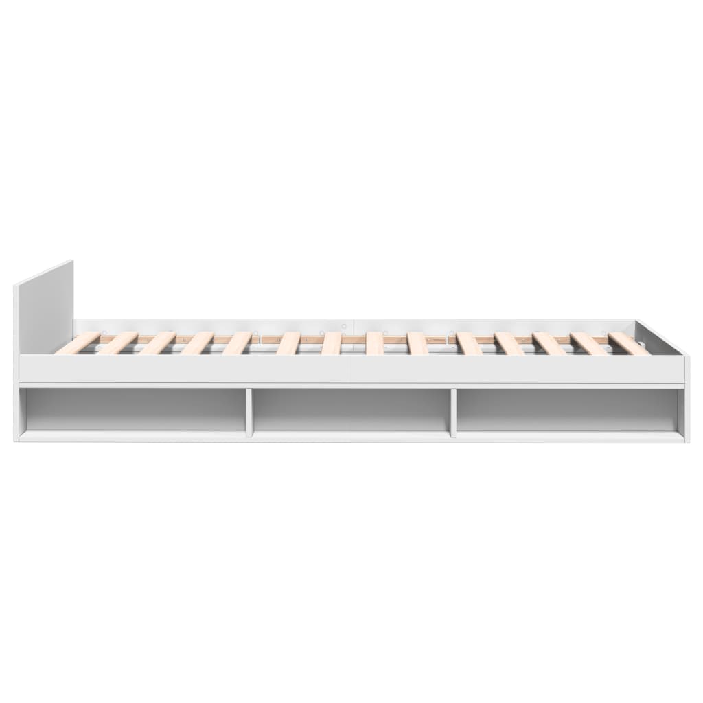 Bedframe met lade bewerkt hout wit 100x200 cm