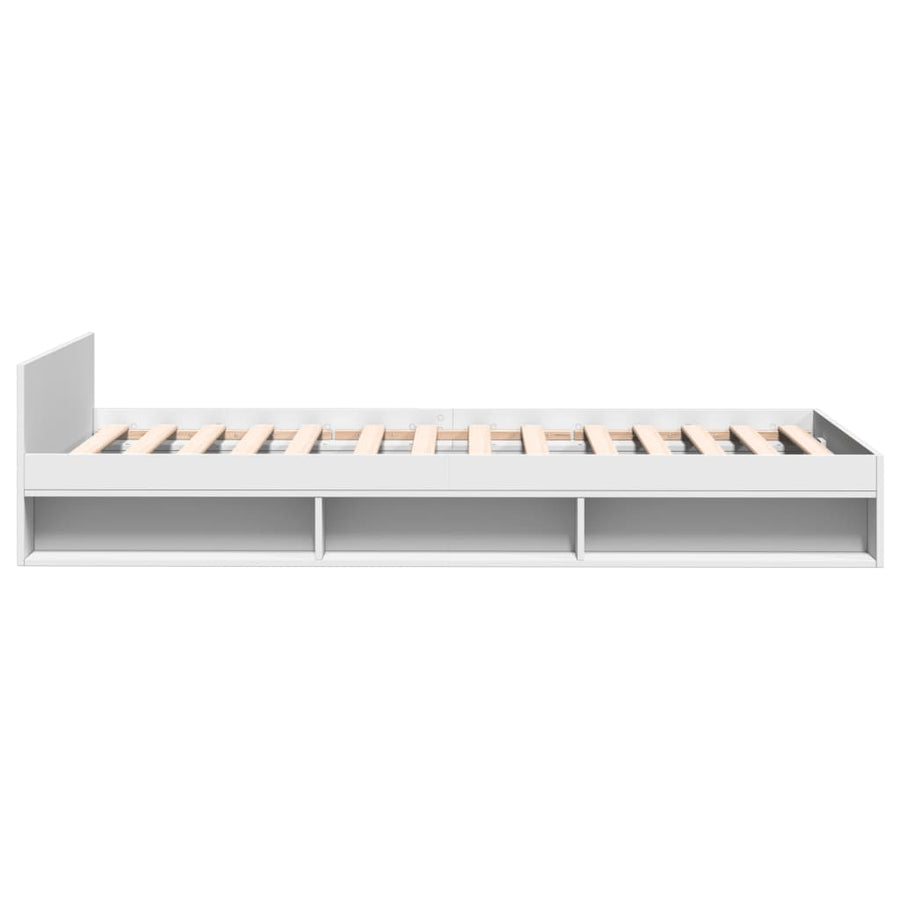 Bedframe met lade bewerkt hout wit 100x200 cm