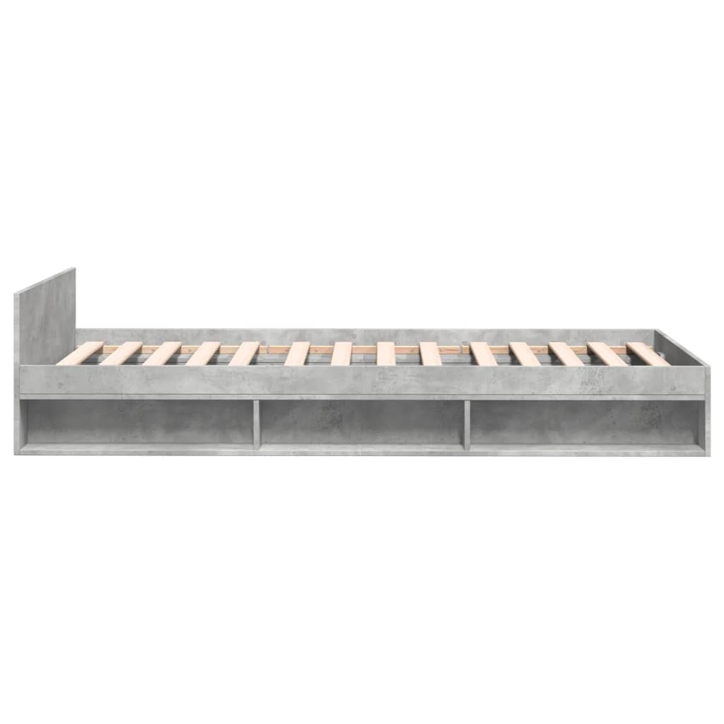 Bedframe met lade bewerkt hout betongrijs 100x200 cm