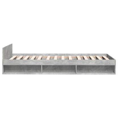 Bedframe met lade bewerkt hout betongrijs 100x200 cm