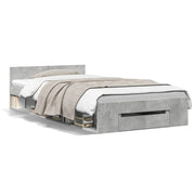 Bedframe met lade 100x200 cm bewerkt hout betongrijs