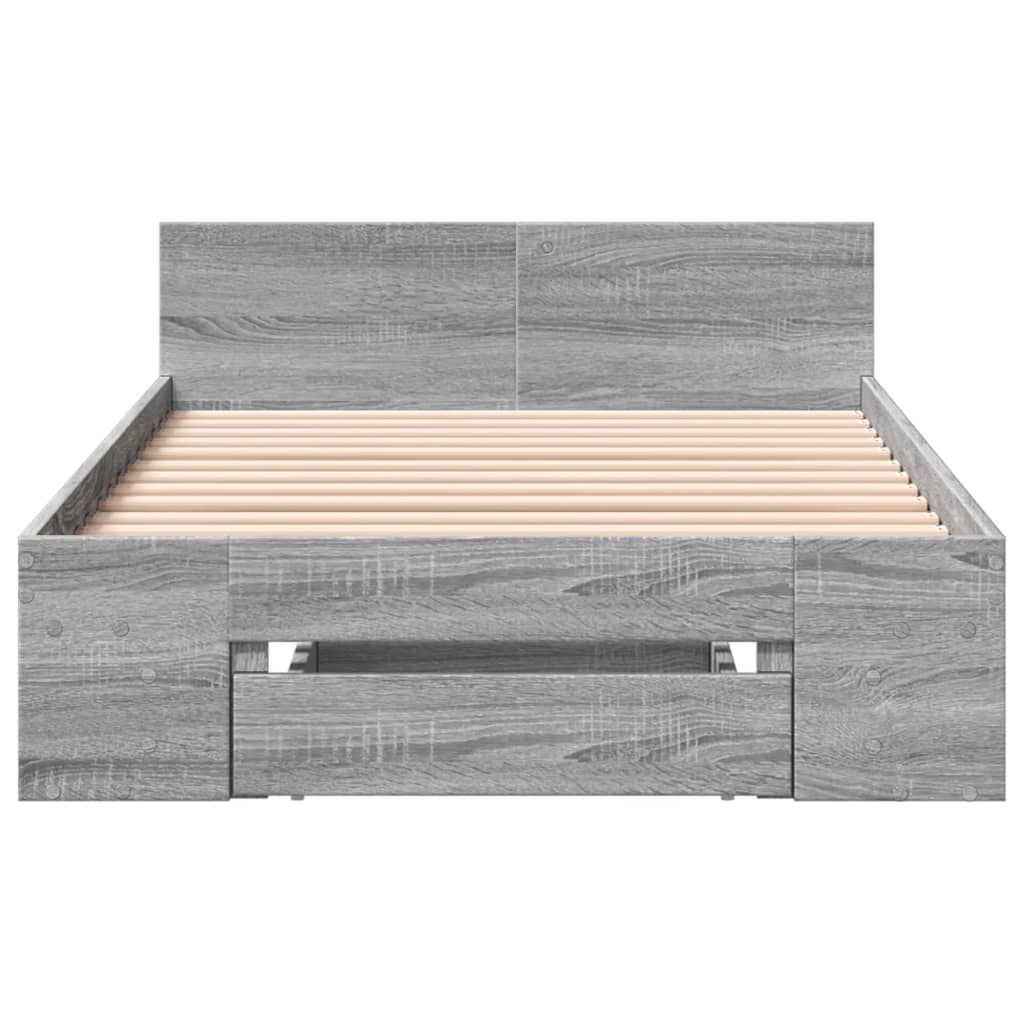 Bedframe met lade bewerkt hout grijs sonoma eiken 100x200 cm