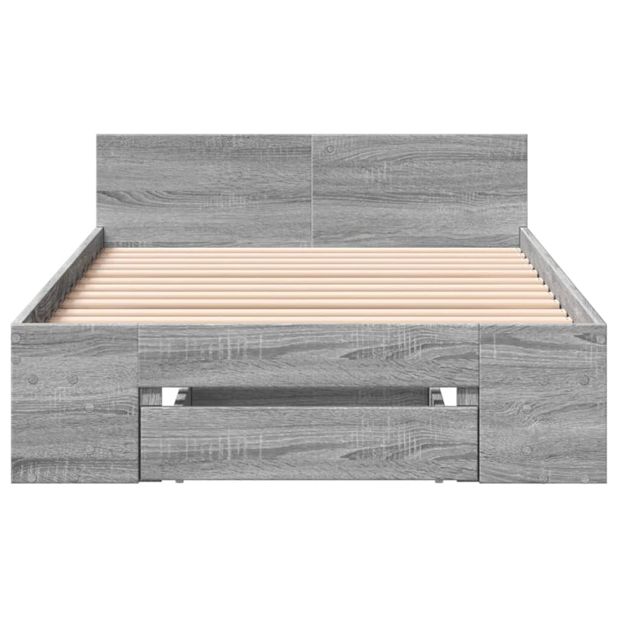 Bedframe met lade bewerkt hout grijs sonoma eiken 100x200 cm
