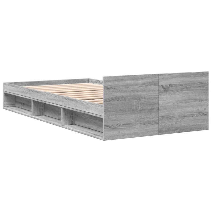 Bedframe met lade bewerkt hout grijs sonoma eiken 100x200 cm