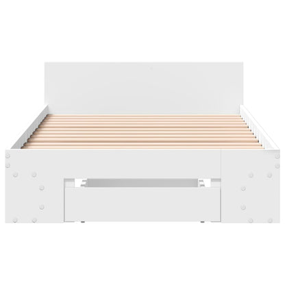 Bedframe met lade bewerkt hout wit 90x200 cm