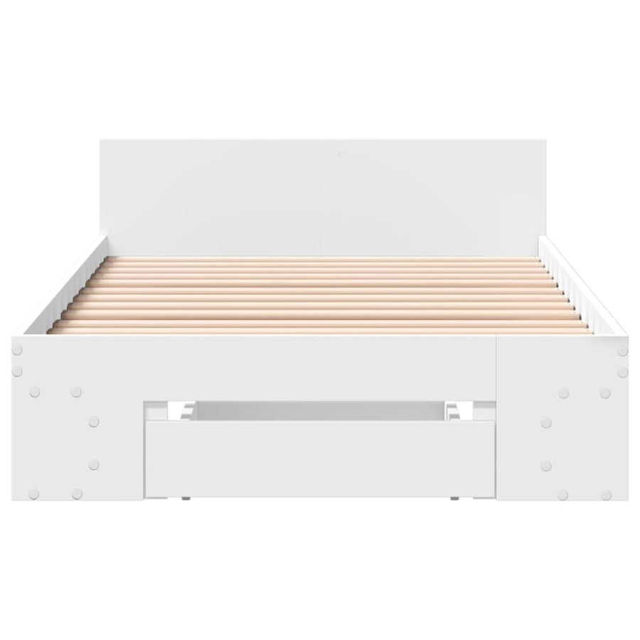 Bedframe met lade bewerkt hout wit 90x200 cm
