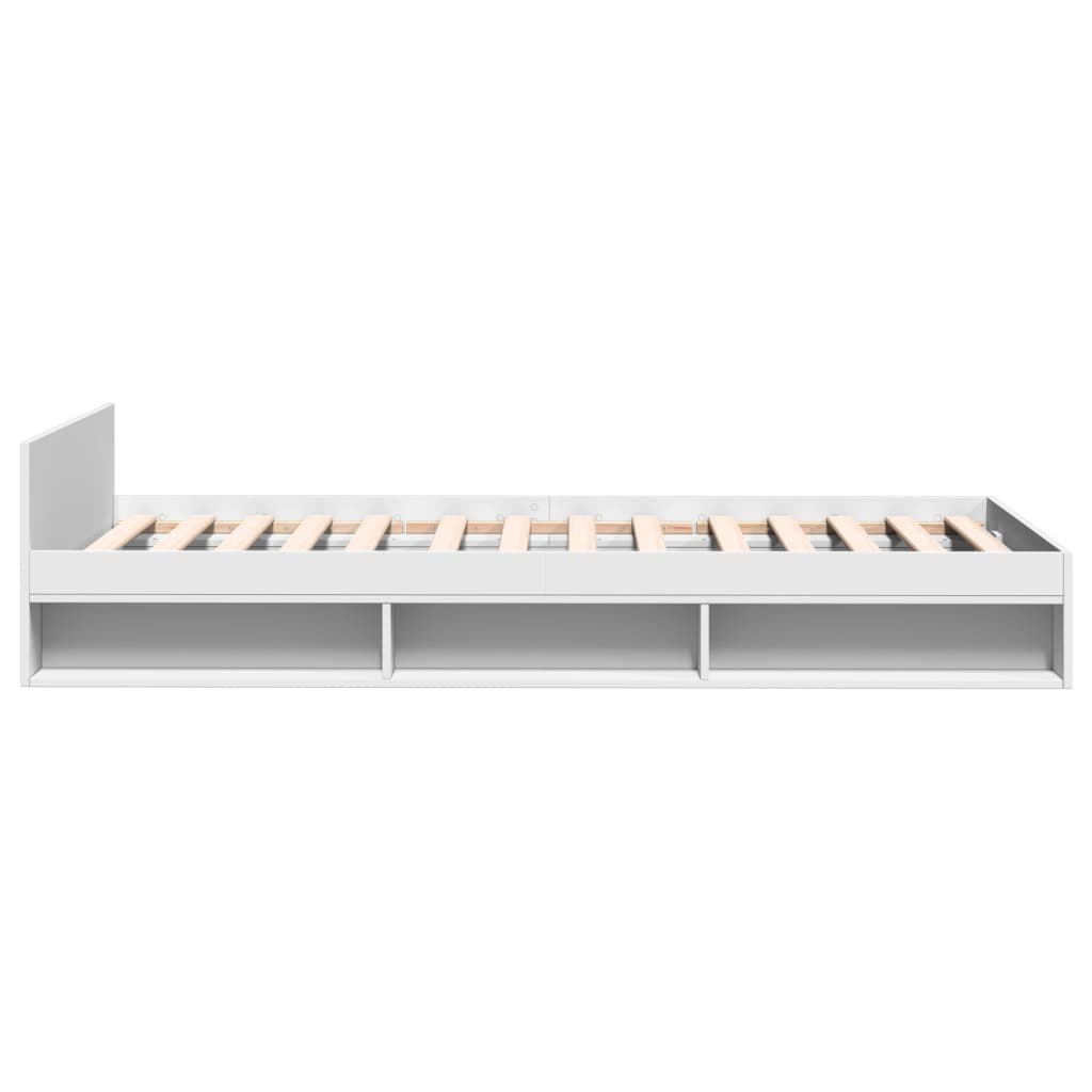 Bedframe met lade bewerkt hout wit 90x200 cm