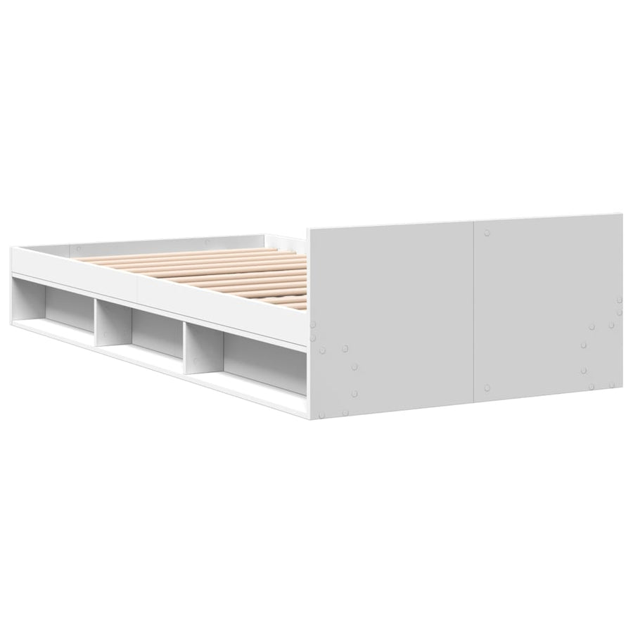 Bedframe met lade bewerkt hout wit 90x200 cm