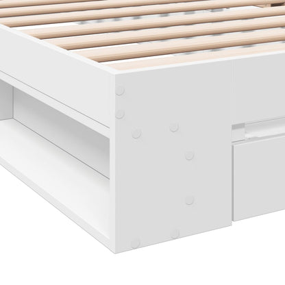 Bedframe met lade bewerkt hout wit 90x200 cm