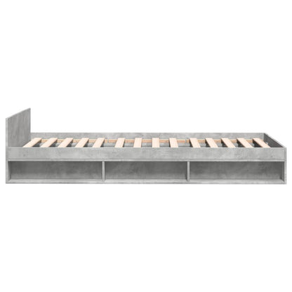 Bedframe met lade bewerkt hout betongrijs 90x200 cm