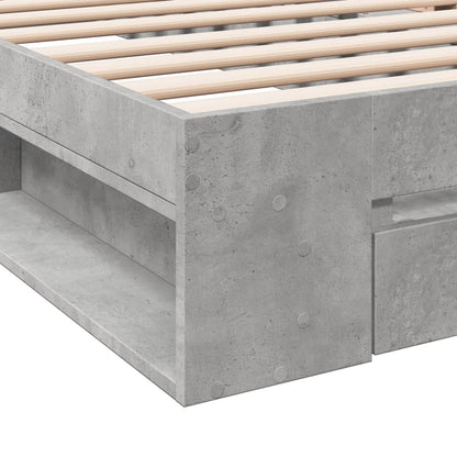 Bedframe met lade bewerkt hout betongrijs 90x200 cm