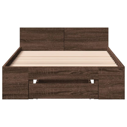 Bedframe met lade bewerkt hout bruin eikenkleurig 90x200 cm