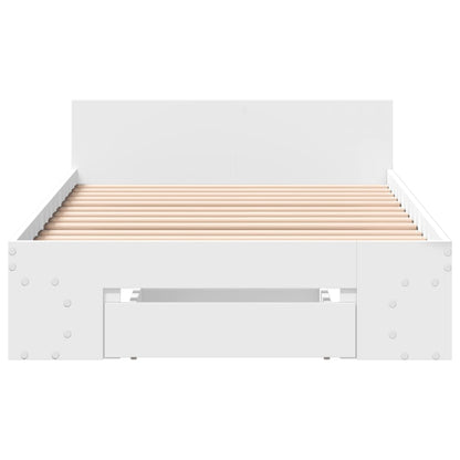 Bedframe met lade bewerkt hout wit 75x190 cm