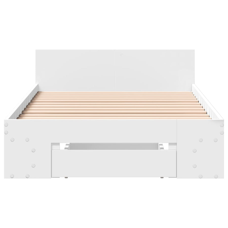 Bedframe met lade bewerkt hout wit 75x190 cm