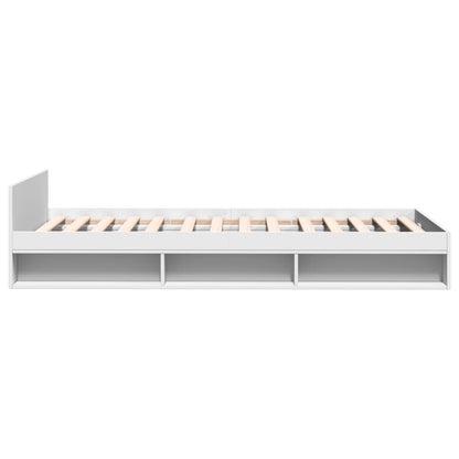 Bedframe met lade bewerkt hout wit 75x190 cm