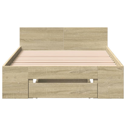 Bedframe met lade bewerkt hout sonoma eikenkleurig 75x190 cm