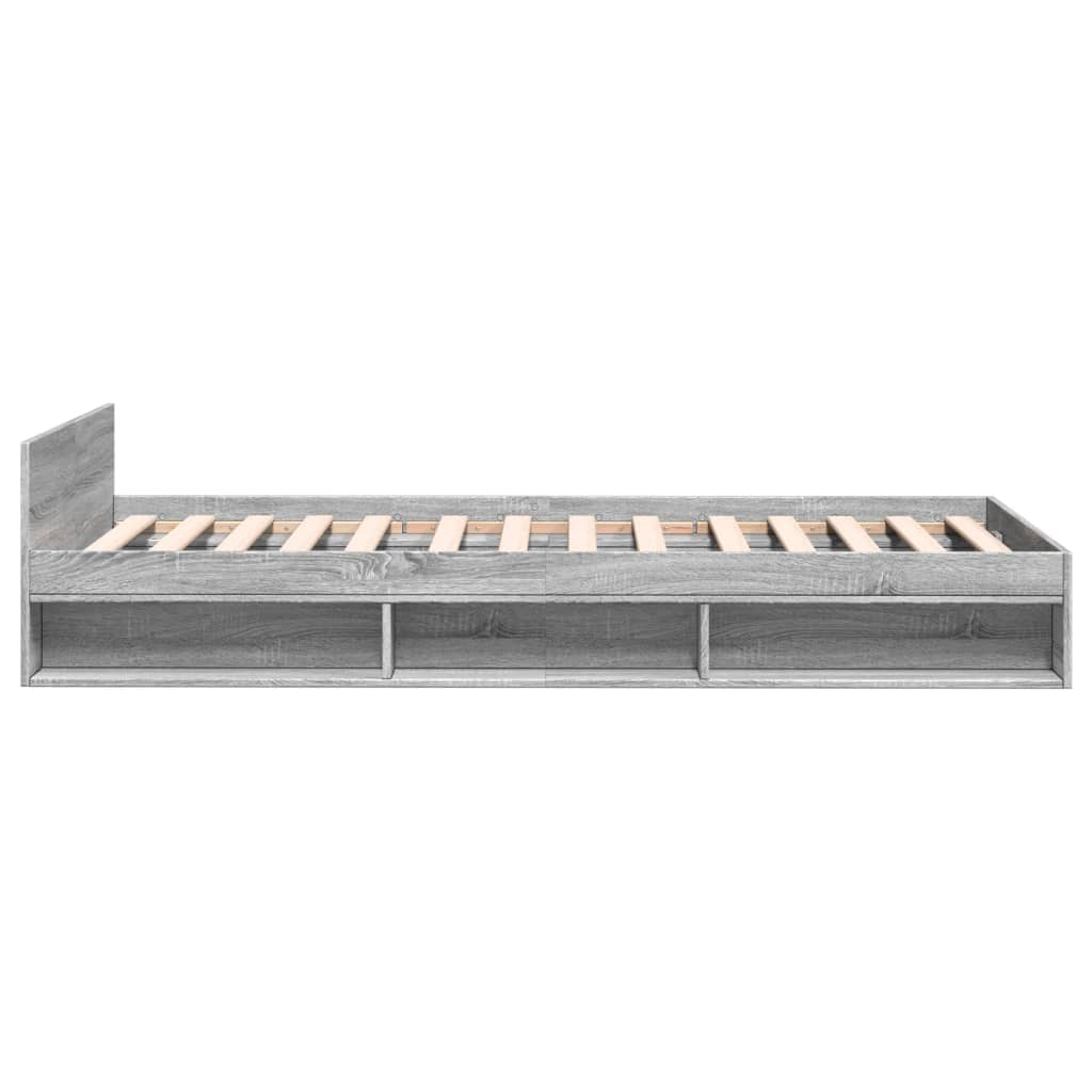 Bedframe met lade bewerkt hout grijs sonoma eiken 75x190 cm