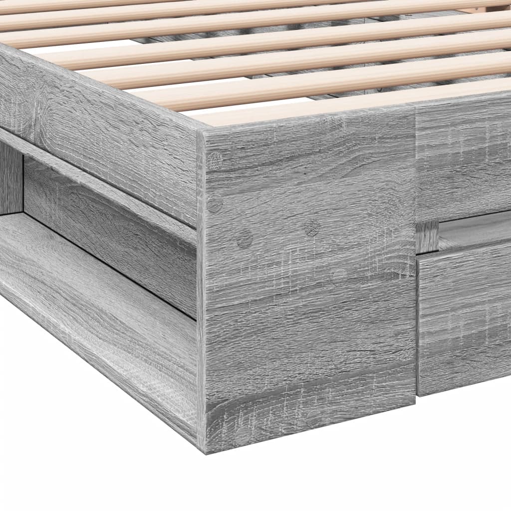 Bedframe met lade bewerkt hout grijs sonoma eiken 75x190 cm