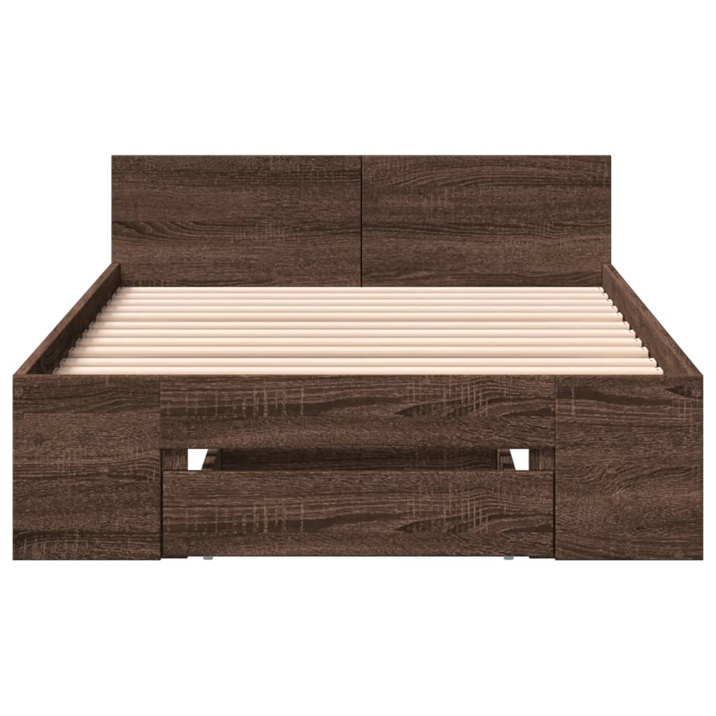 Bedframe met lade bewerkt hout bruin eikenkleurig 75x190 cm