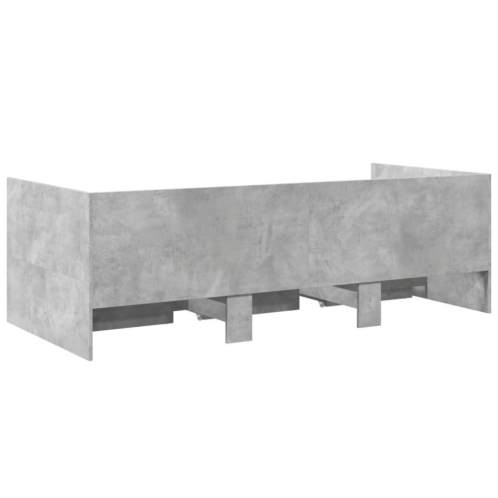 Slaapbank met lades 100x200 cm bewerkt hout betongrijs