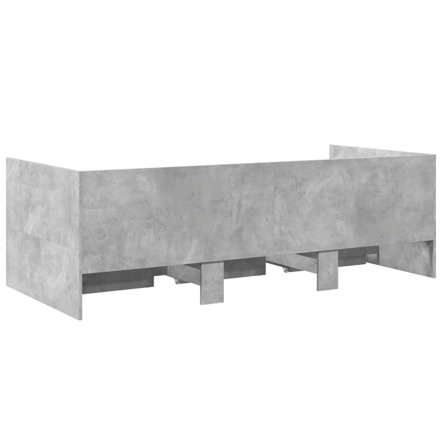 Slaapbank met lades 100x200 cm bewerkt hout betongrijs