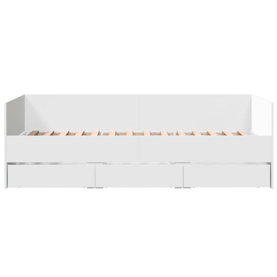 Slaapbank met lades 90x200 cm bewerkt hout wit