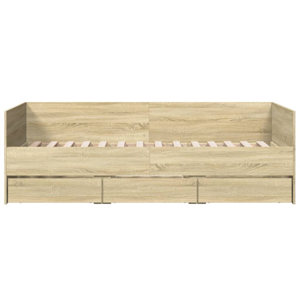 Slaapbank met lades 90x200 cm bewerkt hout sonoma eikenkleurig
