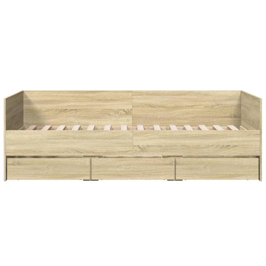 Slaapbank met lades 90x200 cm bewerkt hout sonoma eikenkleurig