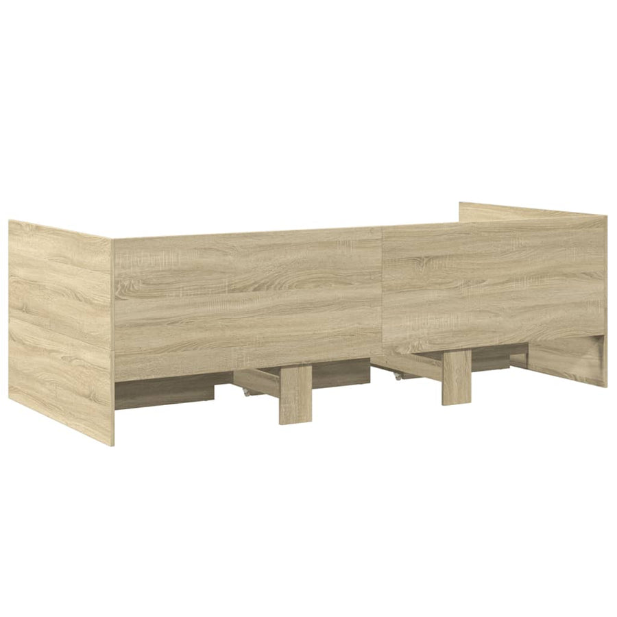 Slaapbank met lades 90x200 cm bewerkt hout sonoma eikenkleurig