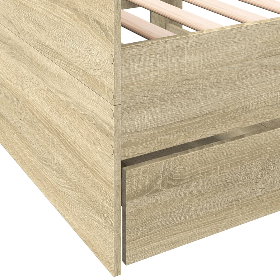 Slaapbank met lades 90x200 cm bewerkt hout sonoma eikenkleurig