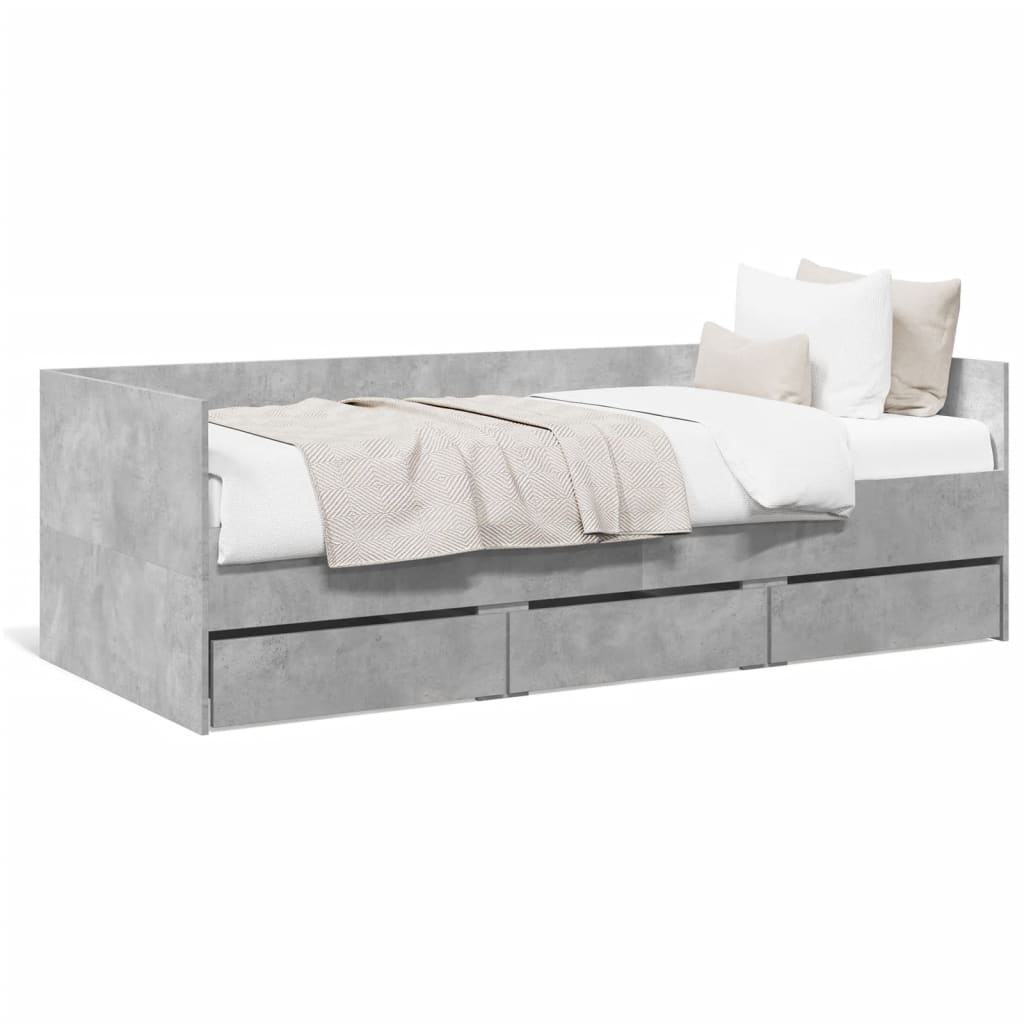 Slaapbank Met Lades Zonder Matras 90 x 200 cm Betongrijs
