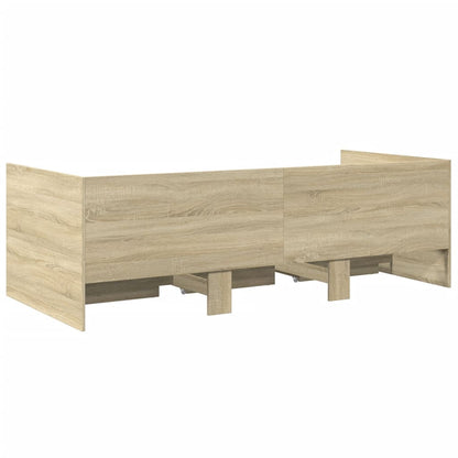 Slaapbank met lades 90x190 cm bewerkt hout sonoma eikenkleurig