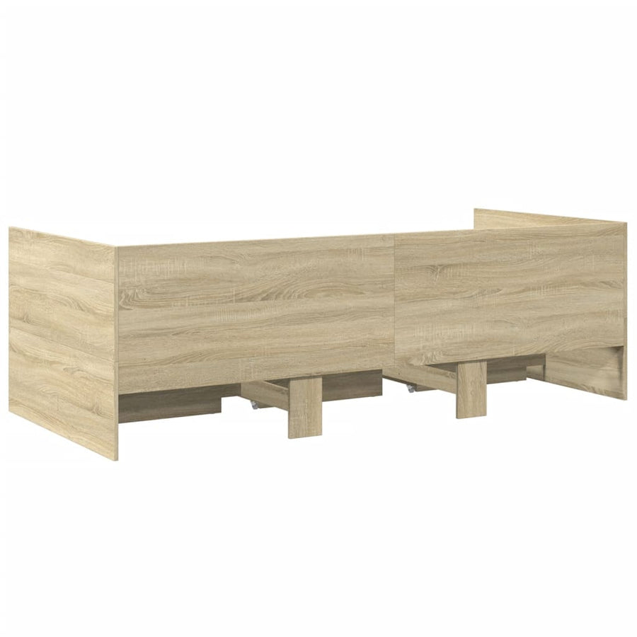Slaapbank met lades 90x190 cm bewerkt hout sonoma eikenkleurig