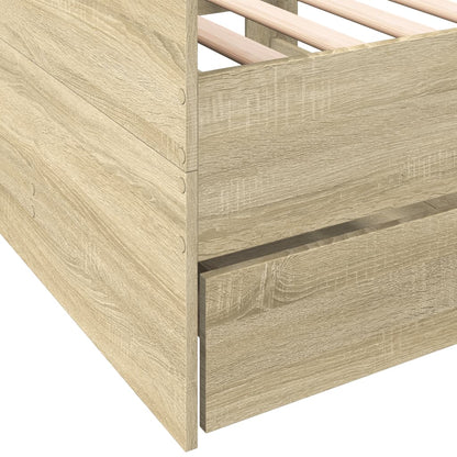 Slaapbank met lades 90x190 cm bewerkt hout sonoma eikenkleurig