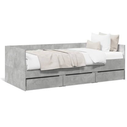 Slaapbank Met Lades Zonder Matras 90 x 190 cm Betongrijs