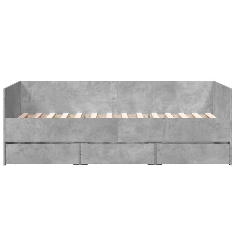 Slaapbank Met Lades Zonder Matras 90 x 190 cm Betongrijs