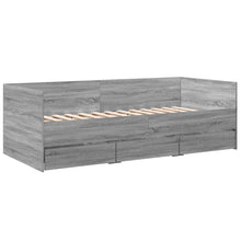 Slaapbank met lades 90x190 cm bewerkt hout grijs sonoma eiken