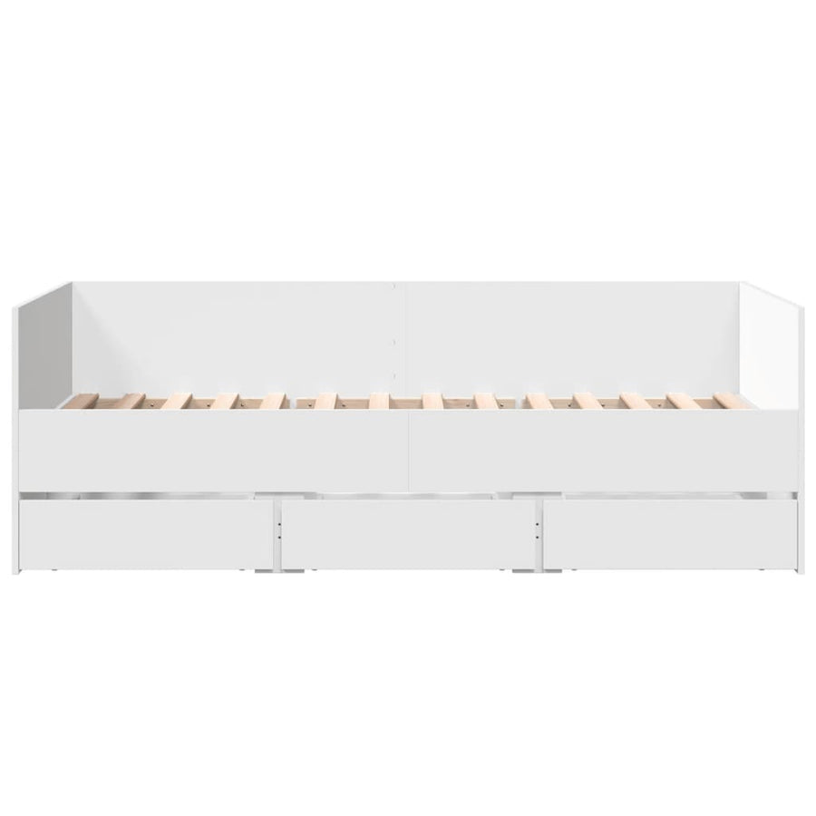 Slaapbank met lades 75x190 cm bewerkt hout wit