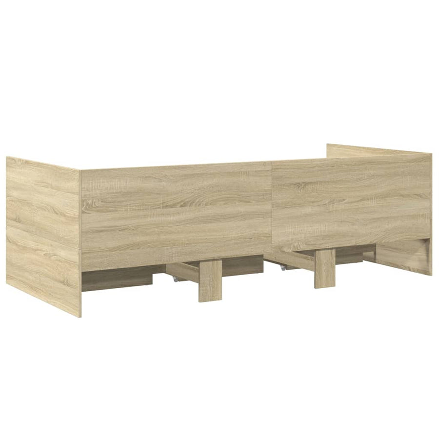 Slaapbank met lades 75x190 cm bewerkt hout sonoma eikenkleurig