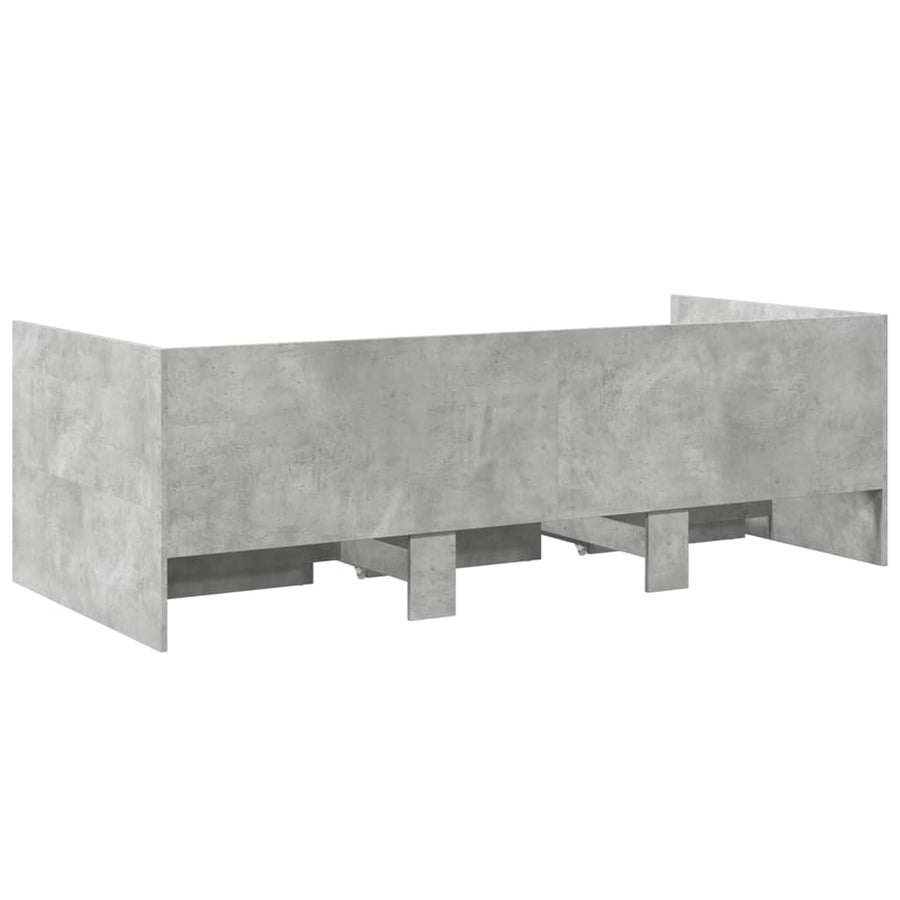 Slaapbank met lades 75x190 cm bewerkt hout betongrijs