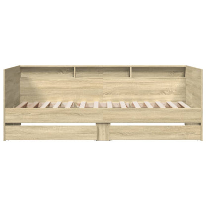 Slaapbank met lades 100x200 cm bewerkt hout sonoma eikenkleurig