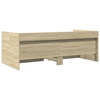 Slaapbank met lades 100x200 cm bewerkt hout sonoma eikenkleurig