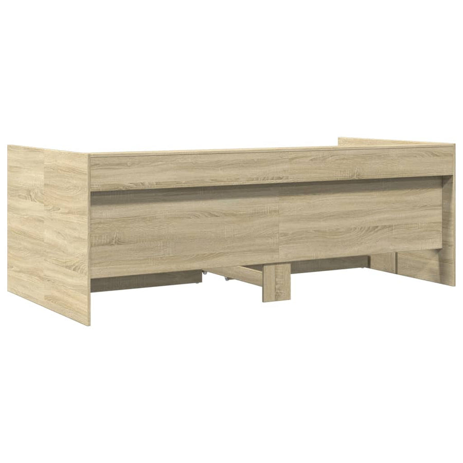 Slaapbank met lades 100x200 cm bewerkt hout sonoma eikenkleurig