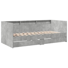 Slaapbank met lades 100x200 cm bewerkt hout betongrijs