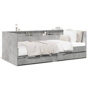 Slaapbank 100x200 cm betongrijs met lades
