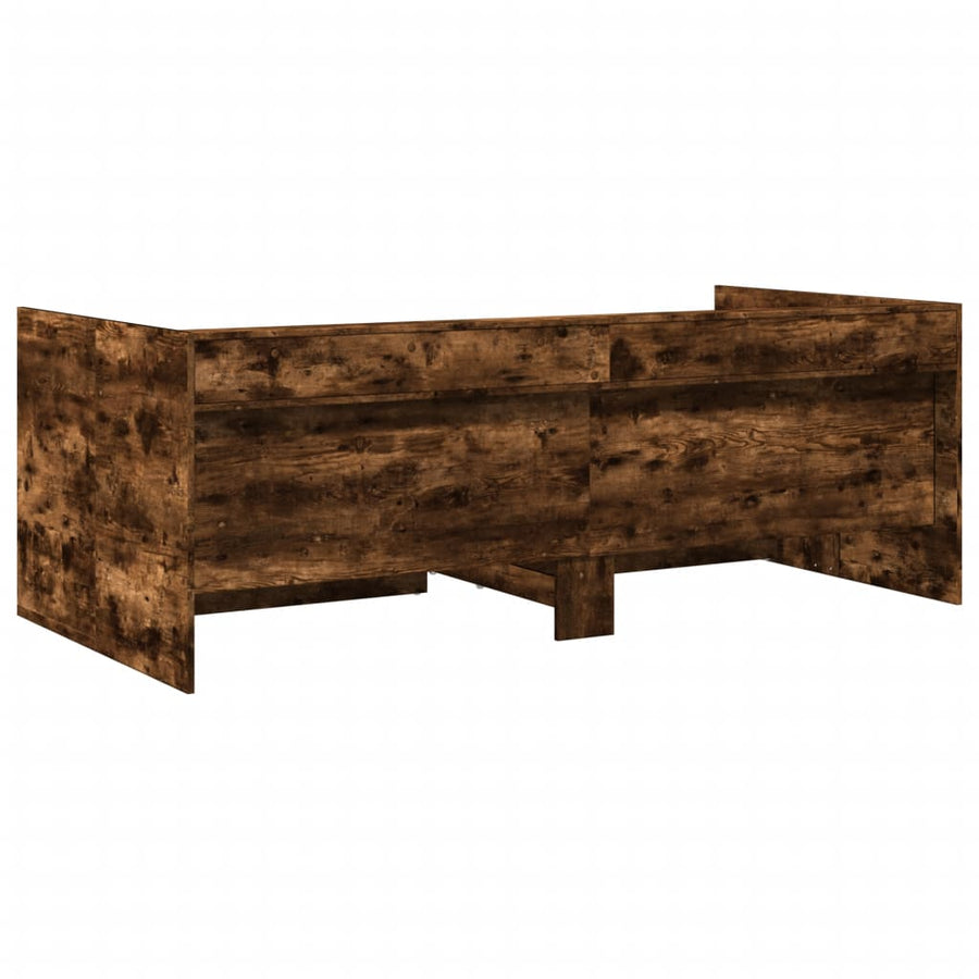 Slaapbank met lades 100x200 cm bewerkt hout gerookt eikenkleur