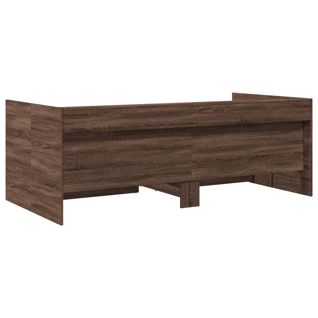 Slaapbank met lades 100x200 cm bewerkt hout bruin eikenkleurig