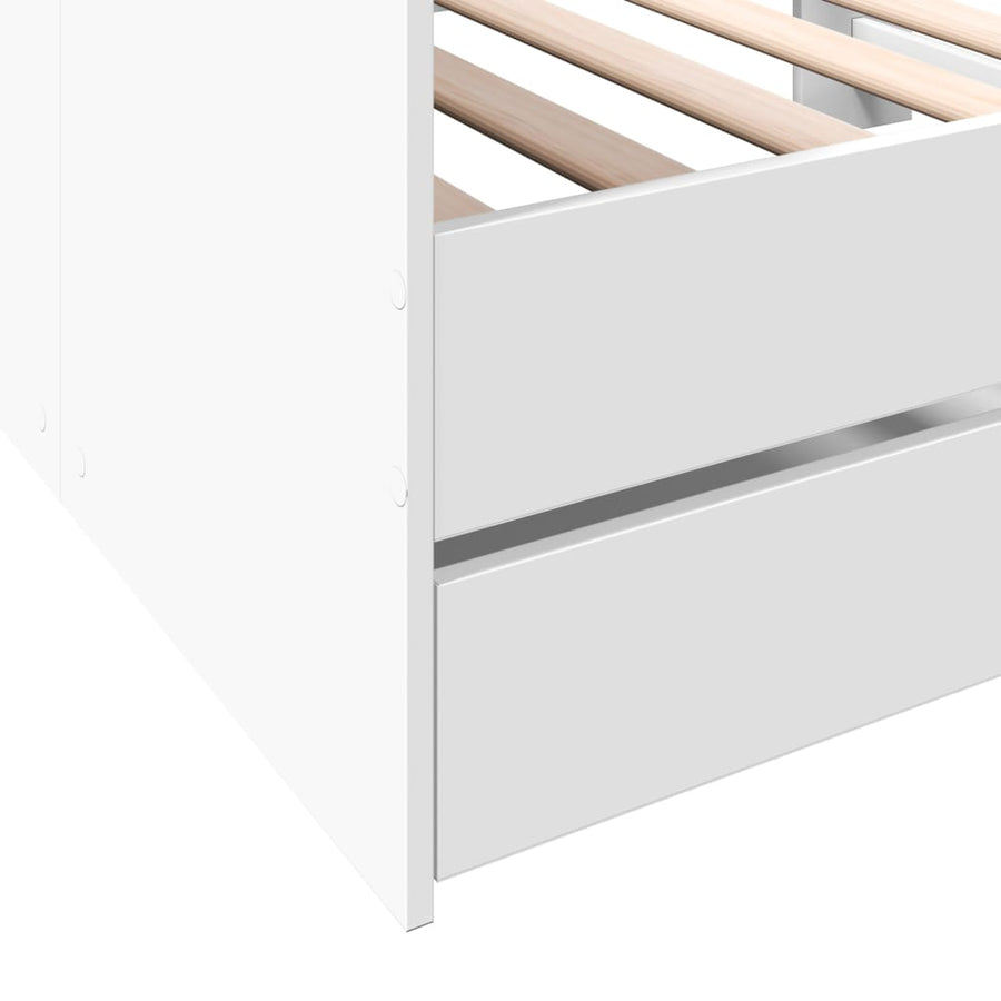 Slaapbank met lades 90x200 cm bewerkt hout wit